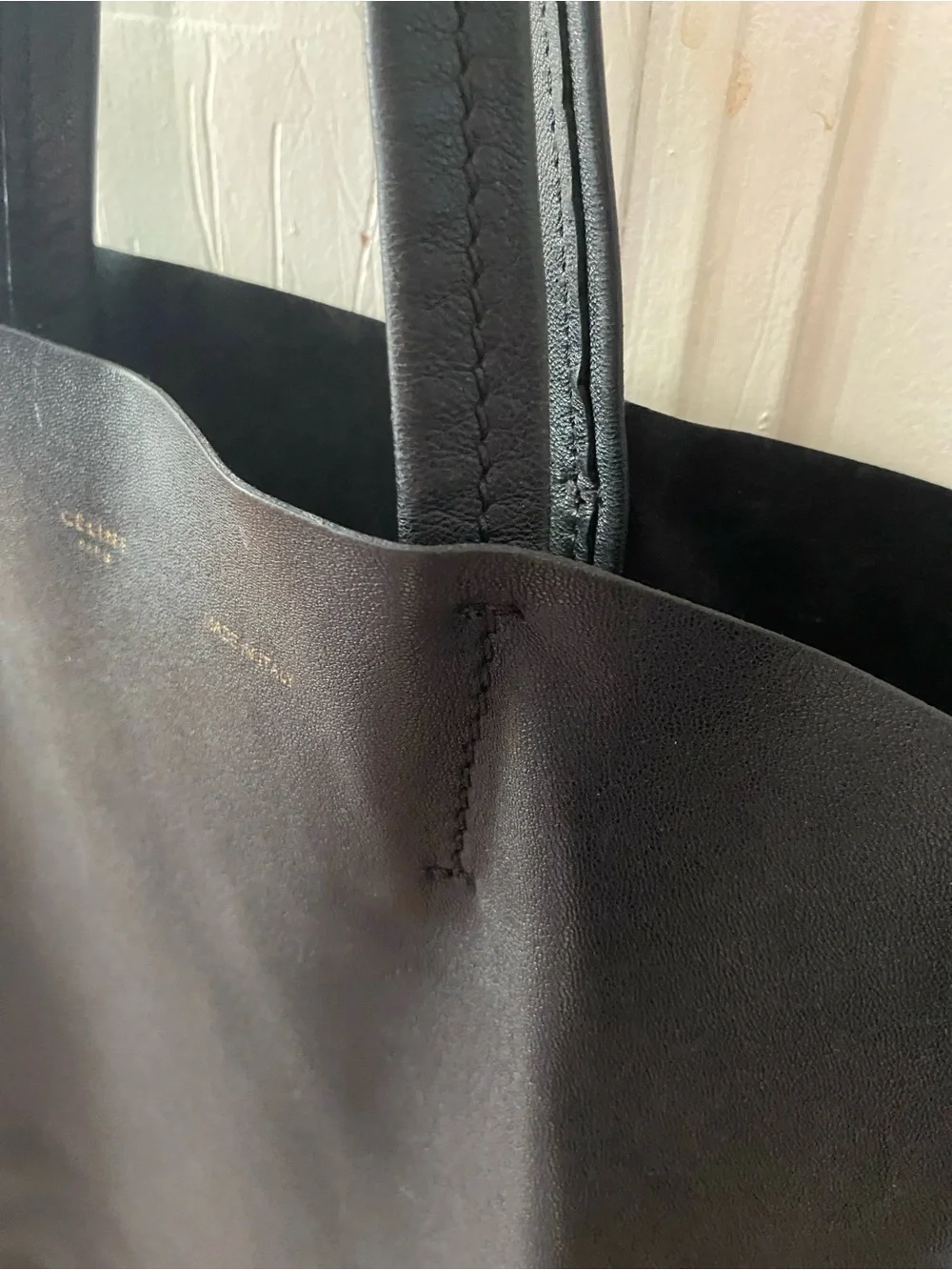 Celine Black Leather Tote Bag